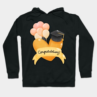 Graduate Hat with Heart and balloons Hoodie